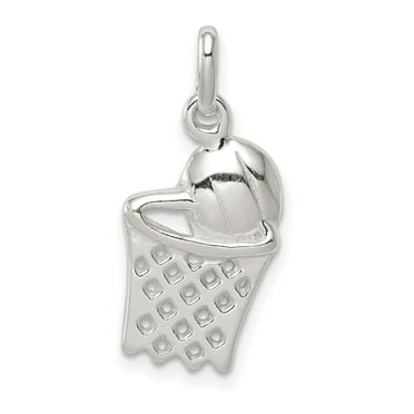 Rembrandt Sterling Silver Basketball Charm on a Sterling Silver Rope Chain Necklace Rembrandt Sterling Silver Basketball Charm on a Sterling Silver Rope Chain Necklace